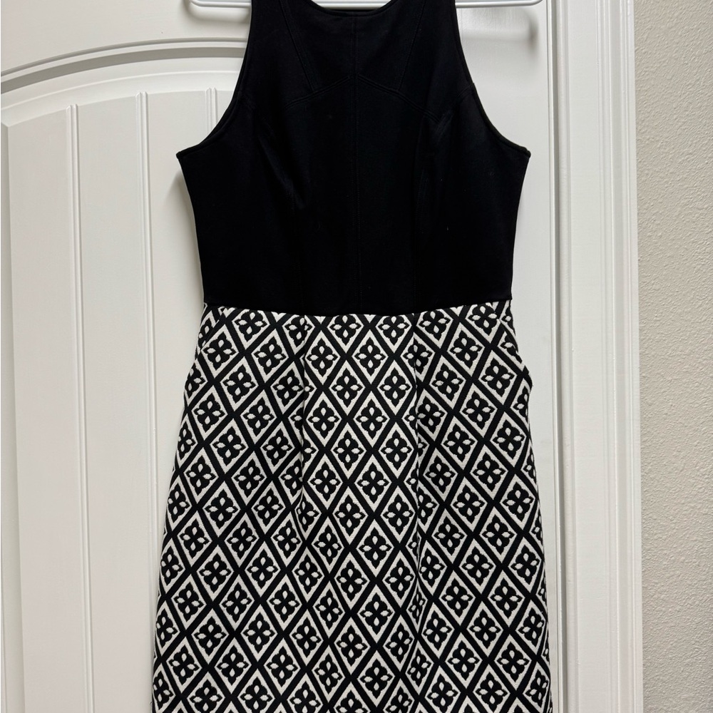 Lucky Brand Geometric Black and White Midi Dress
